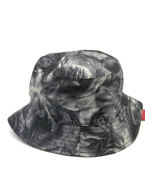 Valentino Garavani Nylon Grey Floral Rose Print Bucket Rain Hat $295 main image 7